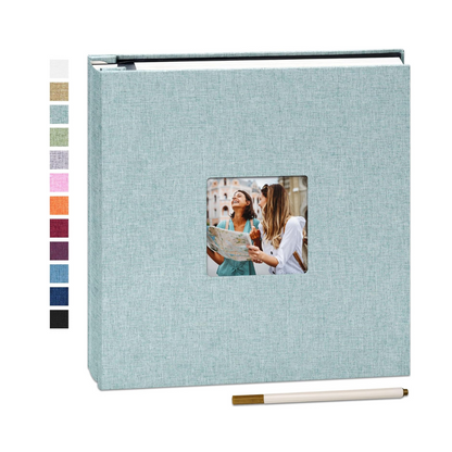 Yopih Linen Cover with Display Window Self Adhesive Photo Album