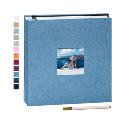 Yopih Linen Cover with Display Window Self Adhesive Photo Album