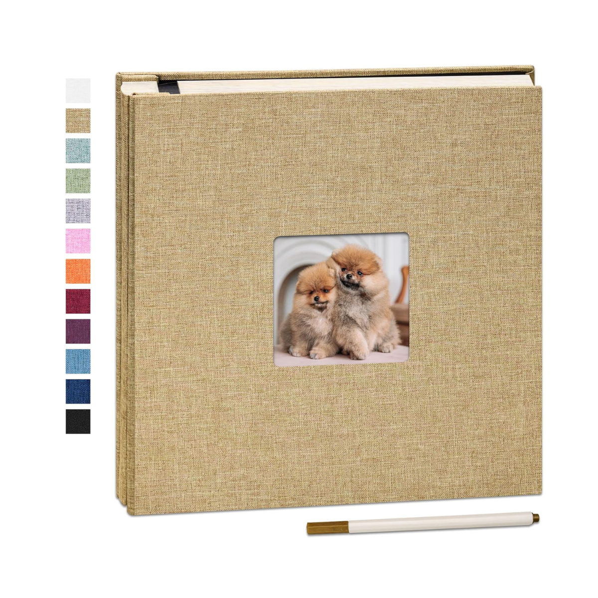 Yopih Linen Cover with Display Window Self Adhesive Photo Album