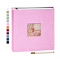 Yopih Linen Cover with Display Window Self Adhesive Photo Album