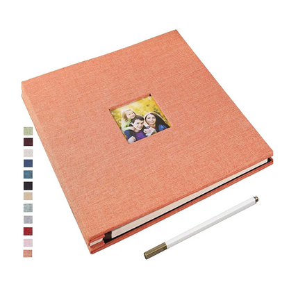 Yopih Linen Cover with Display Window Self Adhesive Photo Album